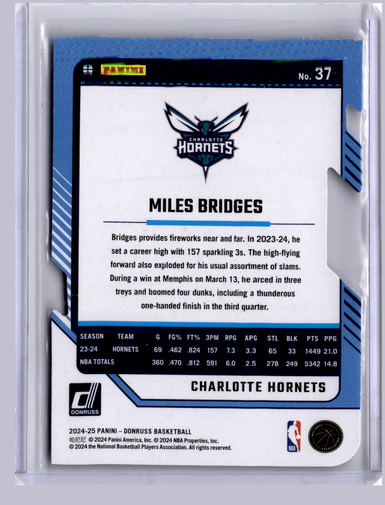 Miles Bridges 2024 Panini Donruss Die Cut Press Proof 39/75