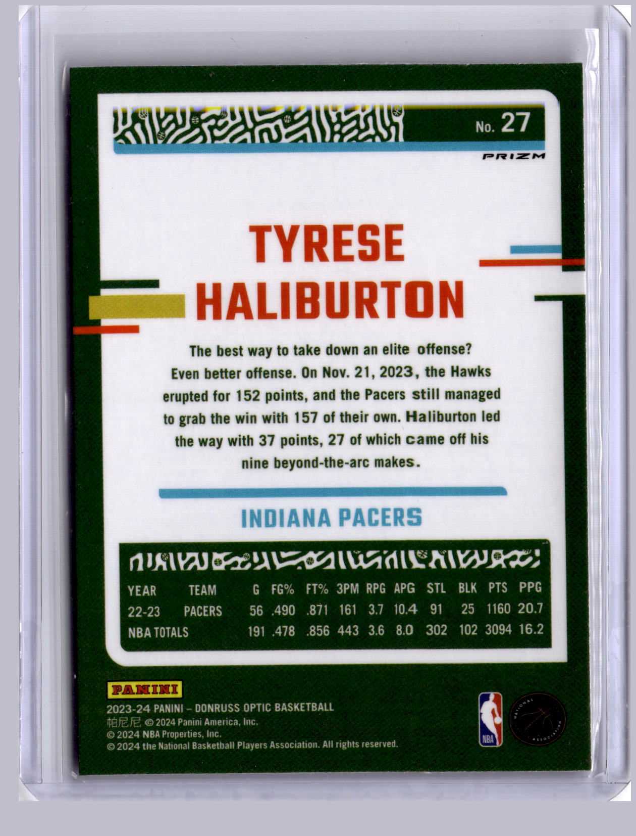 Tyrese Haliburton 2023 Panini Optic Holo