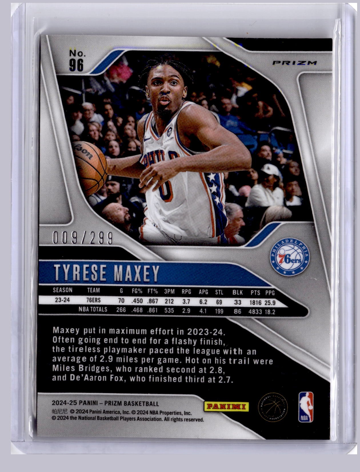 Tyrese Maxey 2024 Panini Prizm Red 009/299