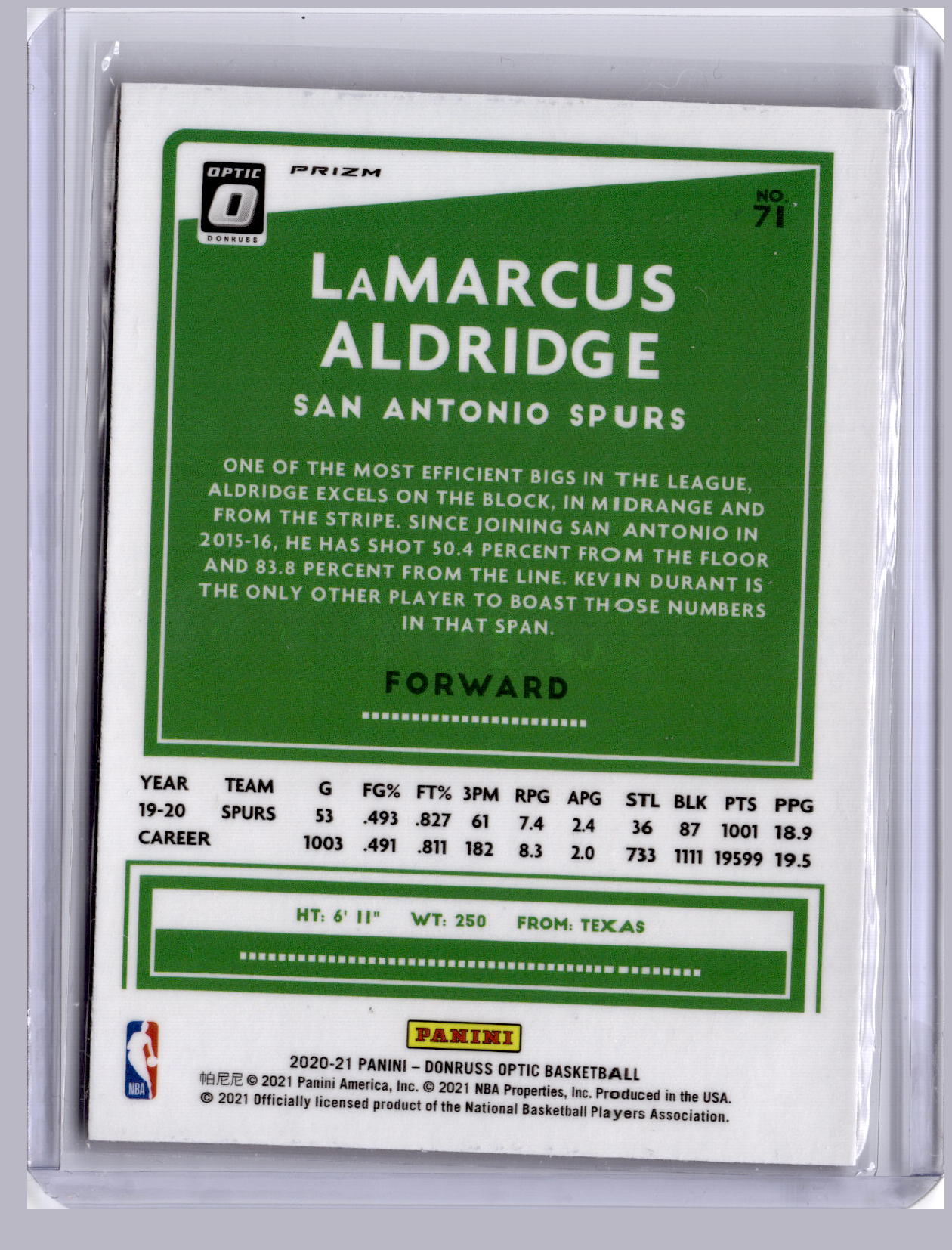 LaMarcus Aldridge 2020 Panini Optic Ruby Wave