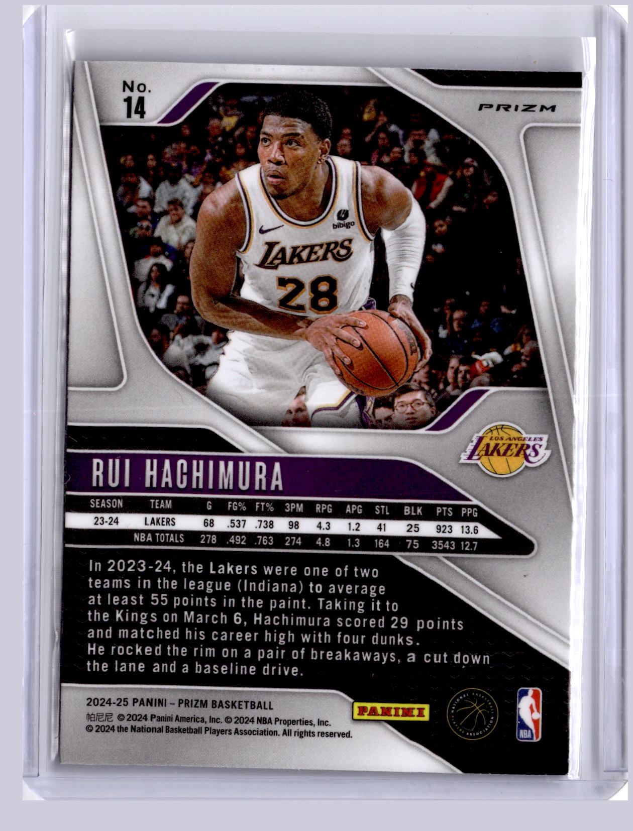Rui Hachimura 2024 Panini Prizm Silver
