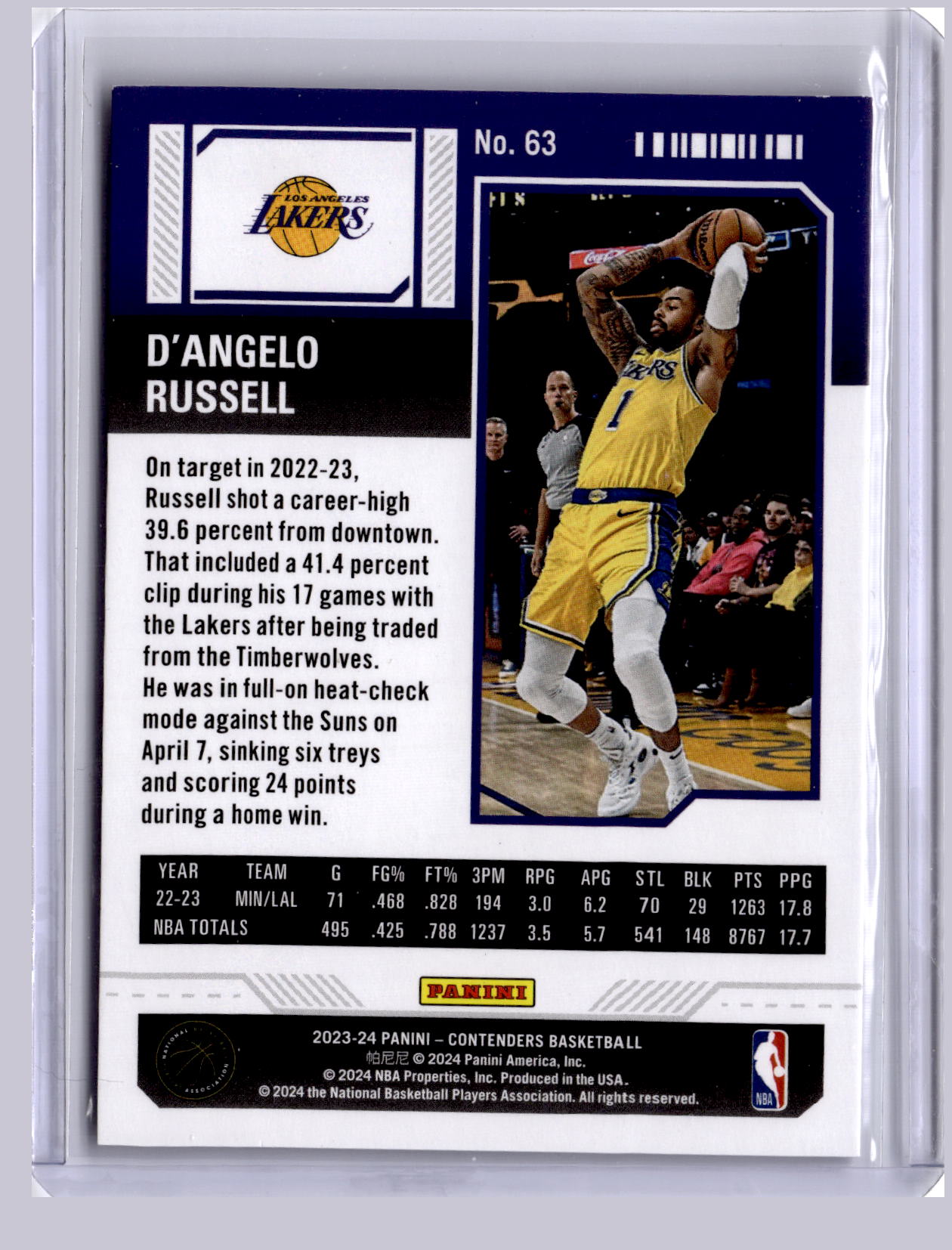 D'Angelo Russell 2023 Panini Contenders Conference Finals Ticket 66/75
