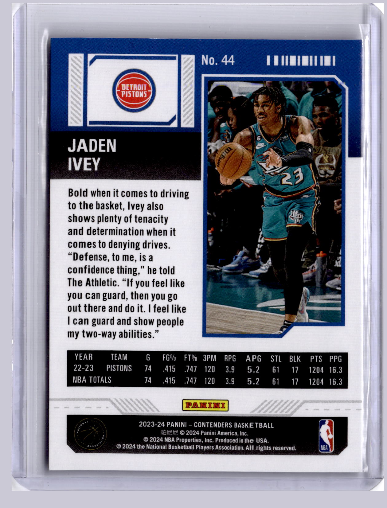 Jaden Ivey 2024 Panini Contenders Playoff Ticket 132/249