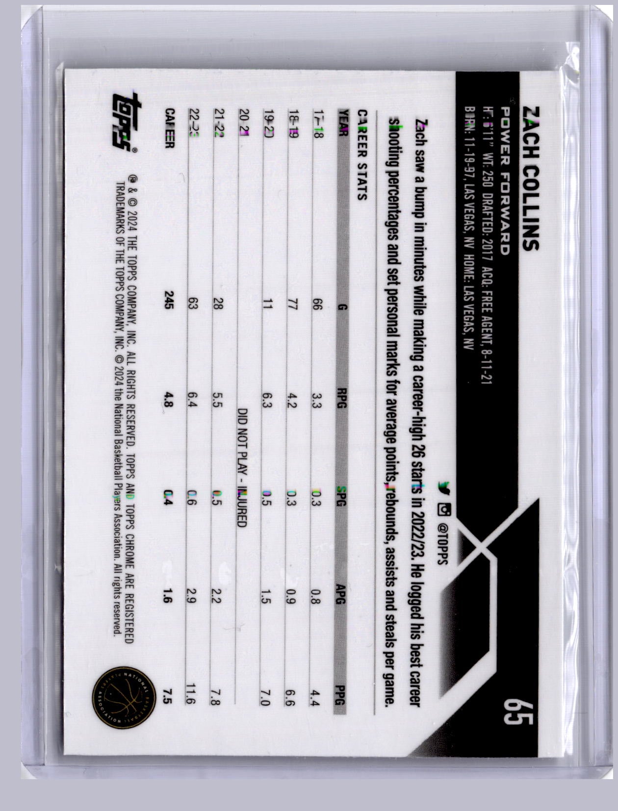 Zach Collins 2023 Topps Chrome Green Wave 27/65