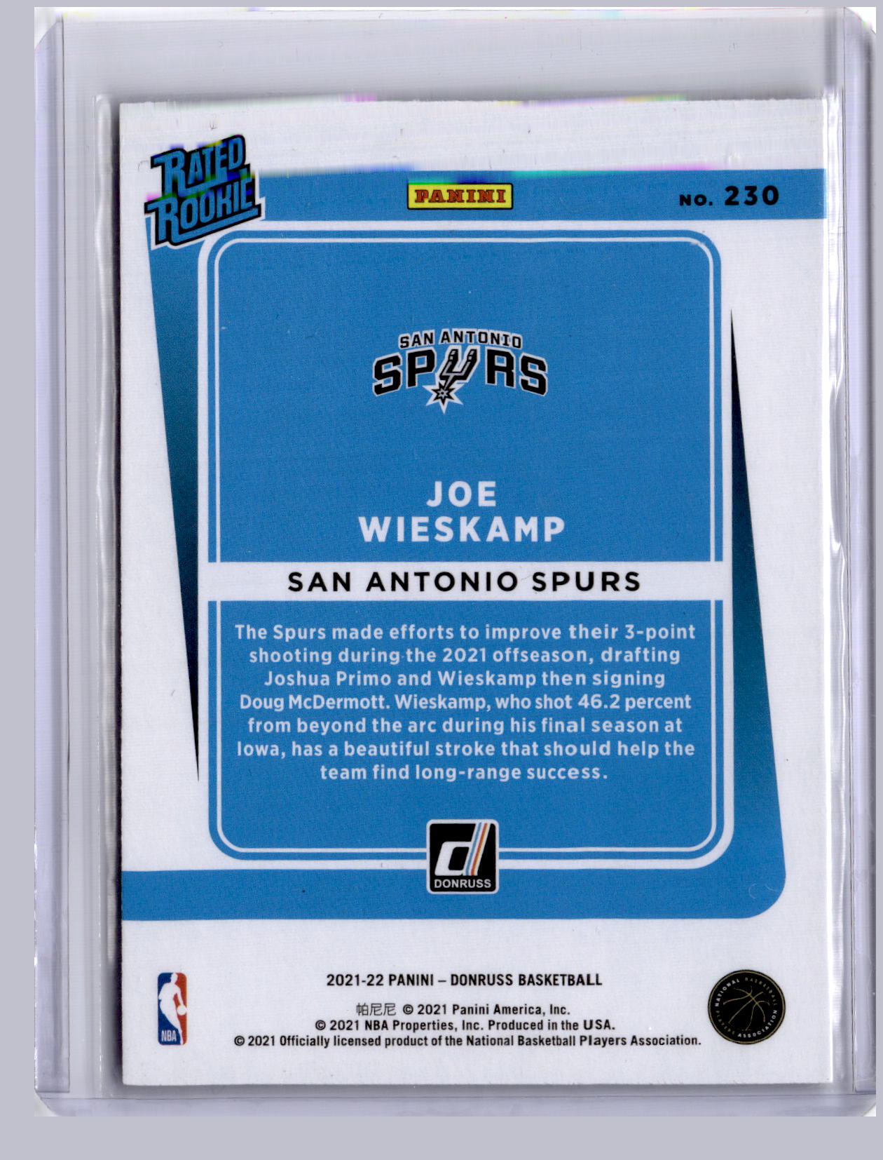 Joe Wieskamp 2021 Panini Donruss Choice RC