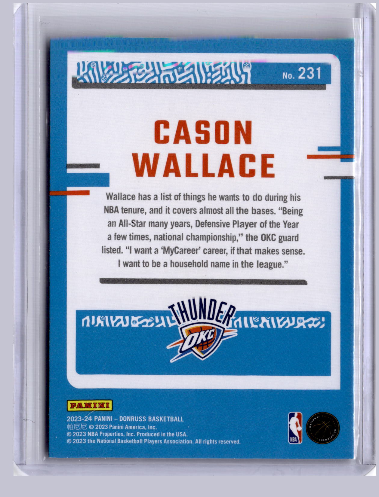 Cason Wallace 2023 Panini Donruss Choice RC