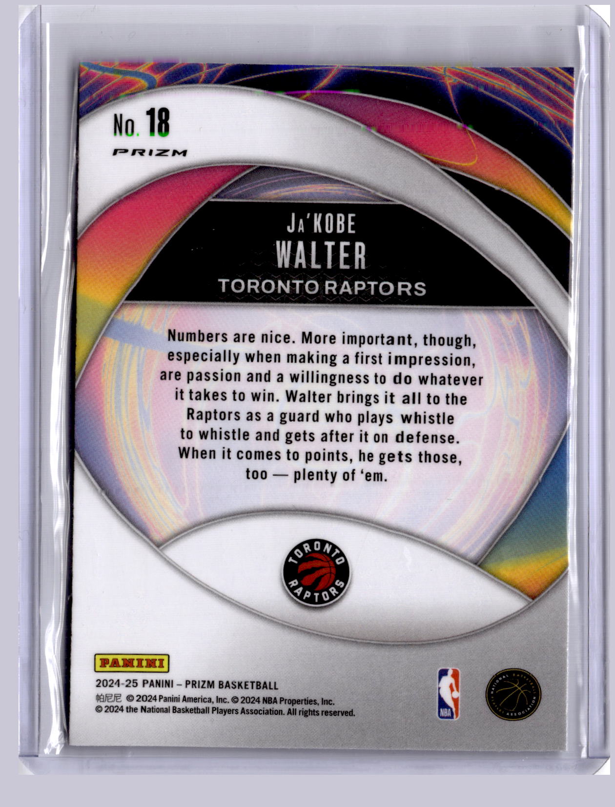 Ja'Kobe Walter 2024-25 Panini Prizm Instant Impact Green RC