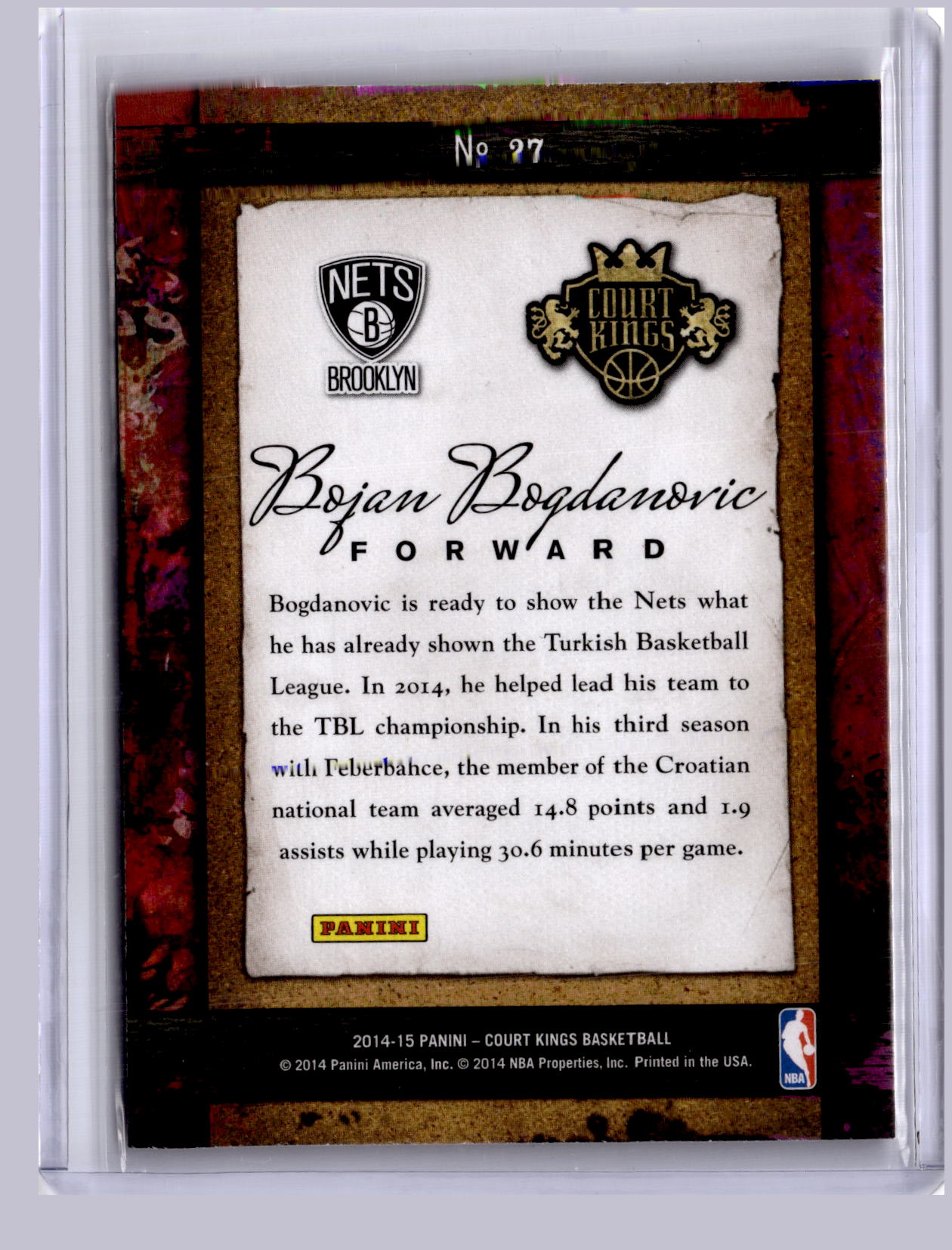 Bojan Bogdanovic 2014-15 Panini Court Kings Remarkable Rookies RC