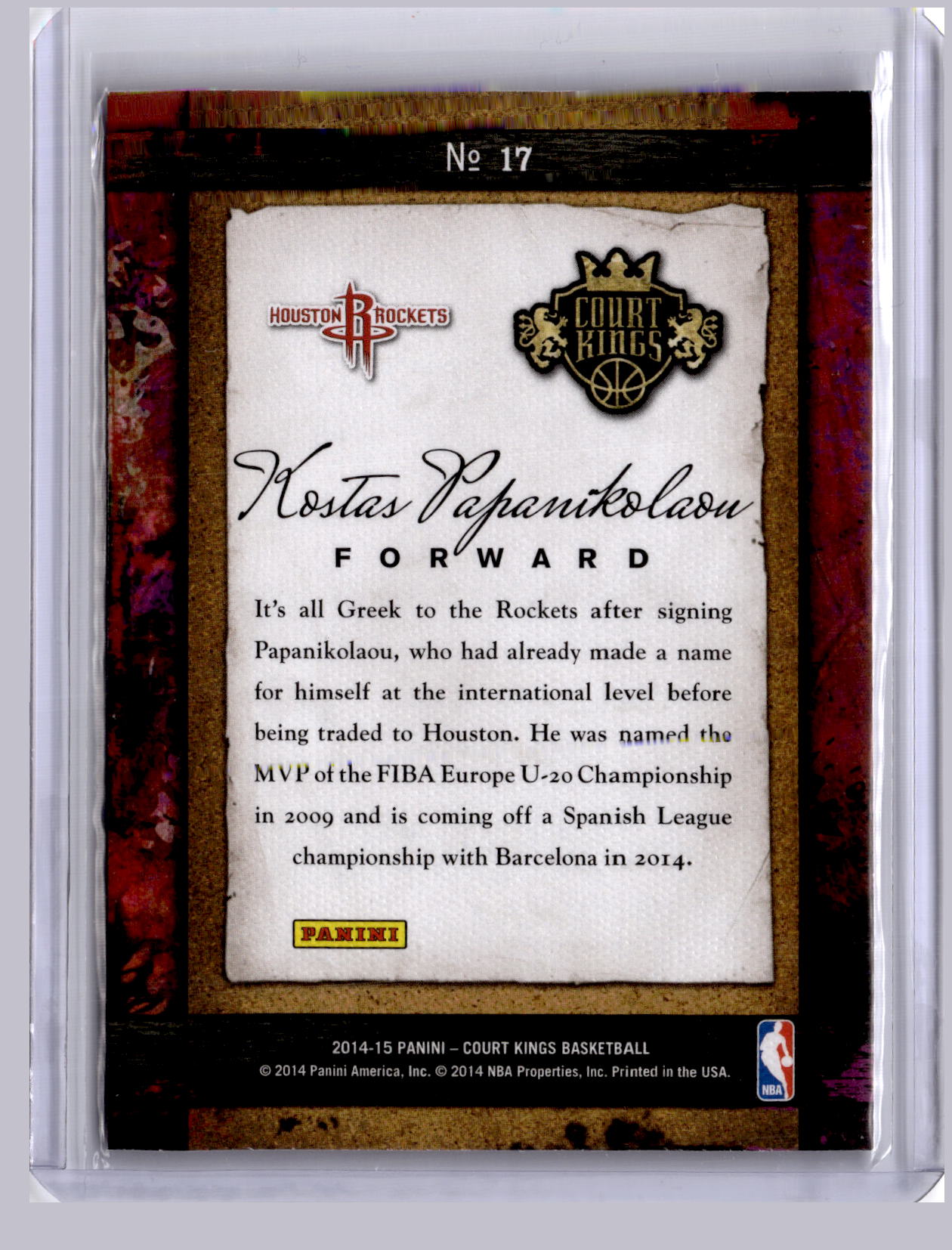 Kostas Papanikolaou 2014-15 Panini Court Kings Remarkable Rookies RC