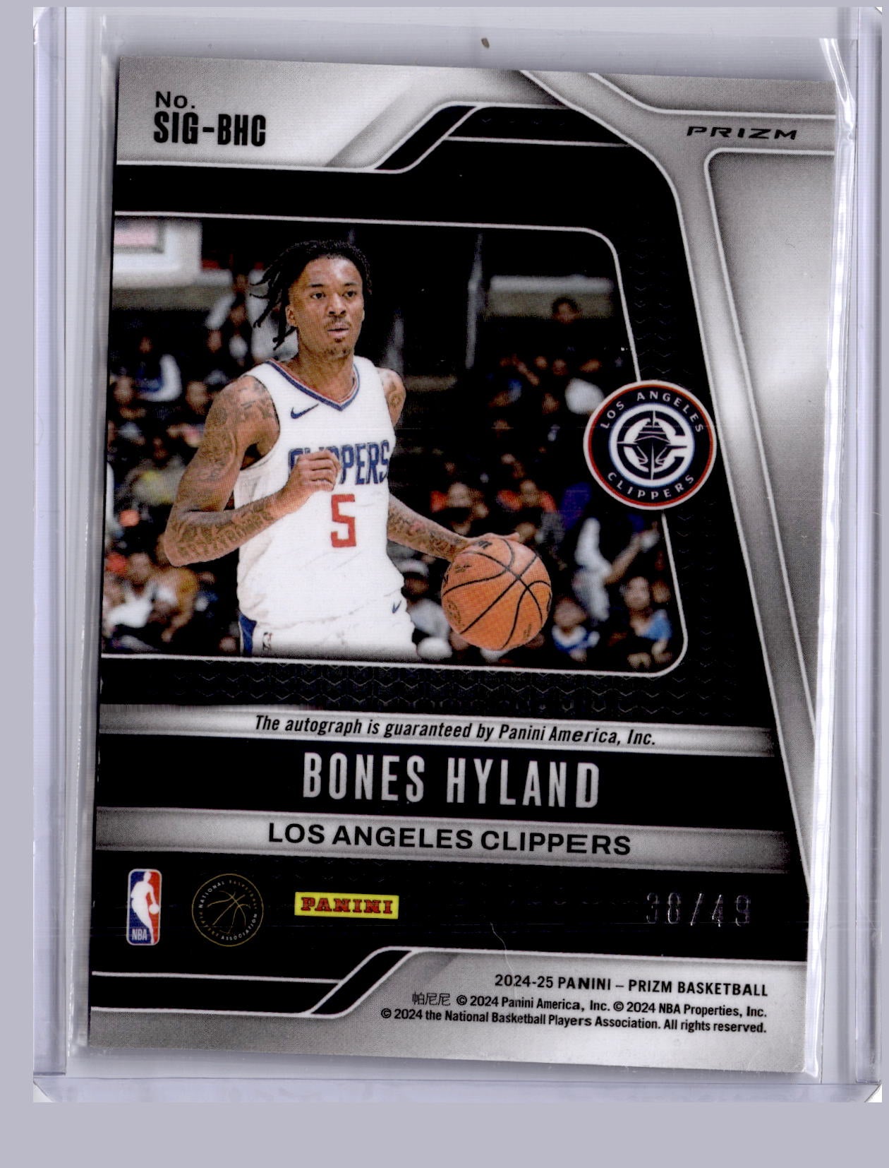 Bones Hyland 2024-25 Panini Prizm Signatures Choice Blue 38/49