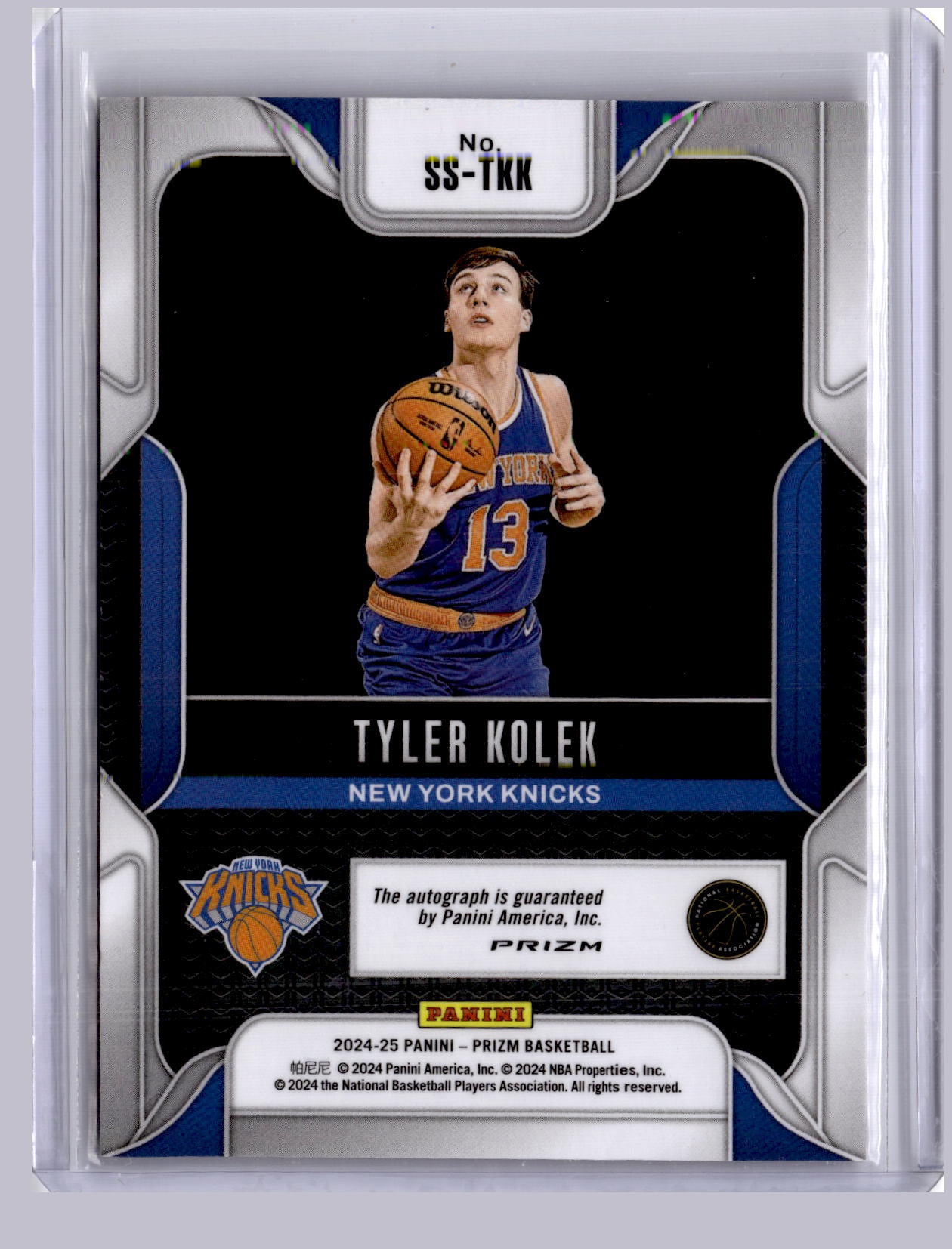 Tyler Kolek 2024-25 Panini Prizm Sensational Signatures Choice RC