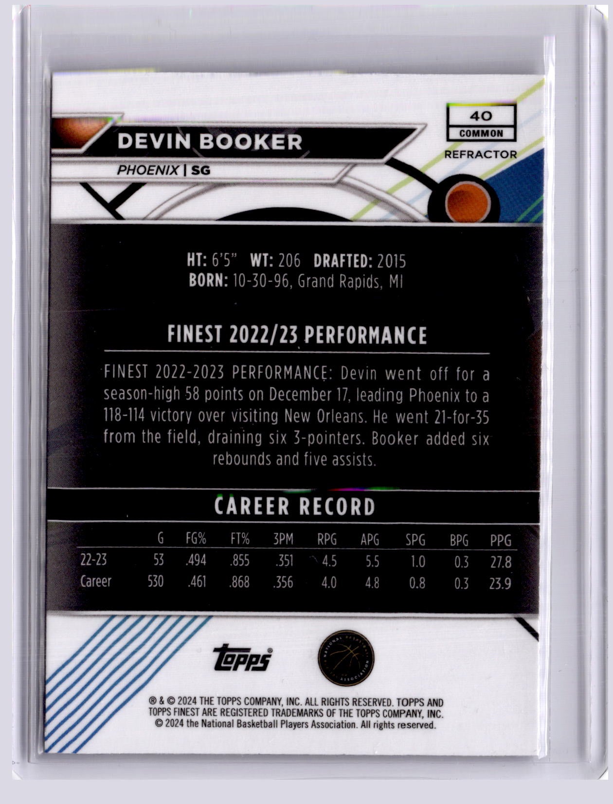 Devin Booker 2023-24 Topps Finest Refractor