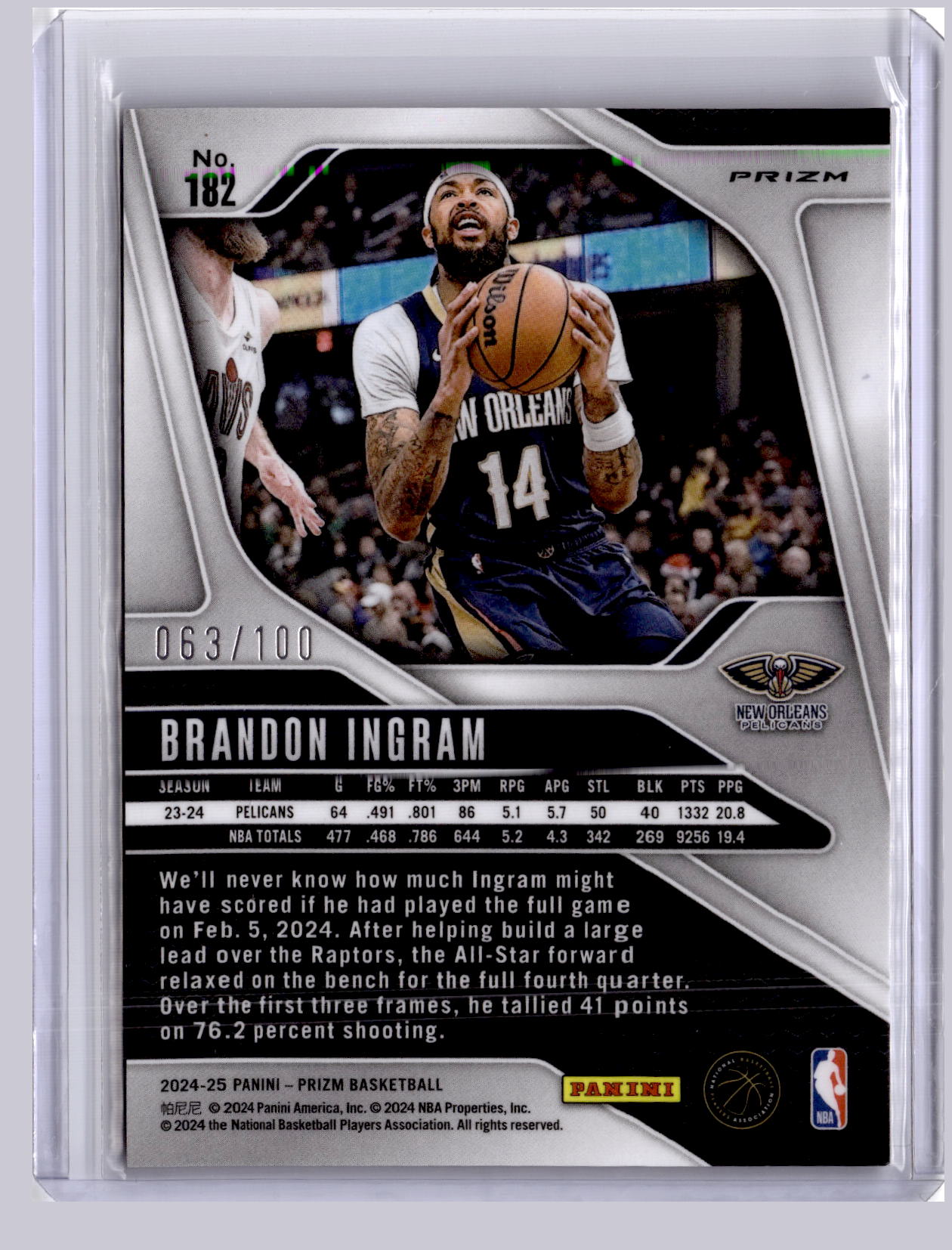 Brandon Ingram 2024-25 Panini Prizm Fast Break Red 63/100