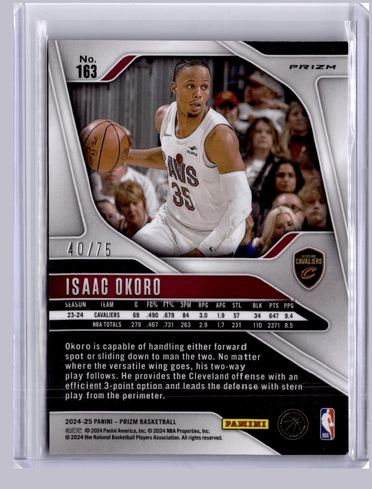 Isaac Okoro 2024-25 Panini Prizm Fast Break Purple 40/75