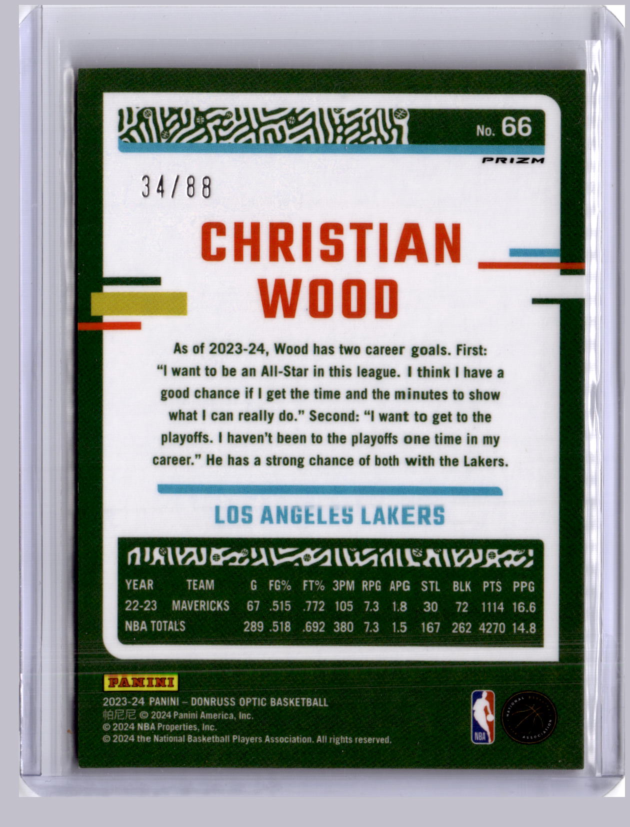 Christian Wood 2023-24 Panini Donruss Optic Choice 34/88
