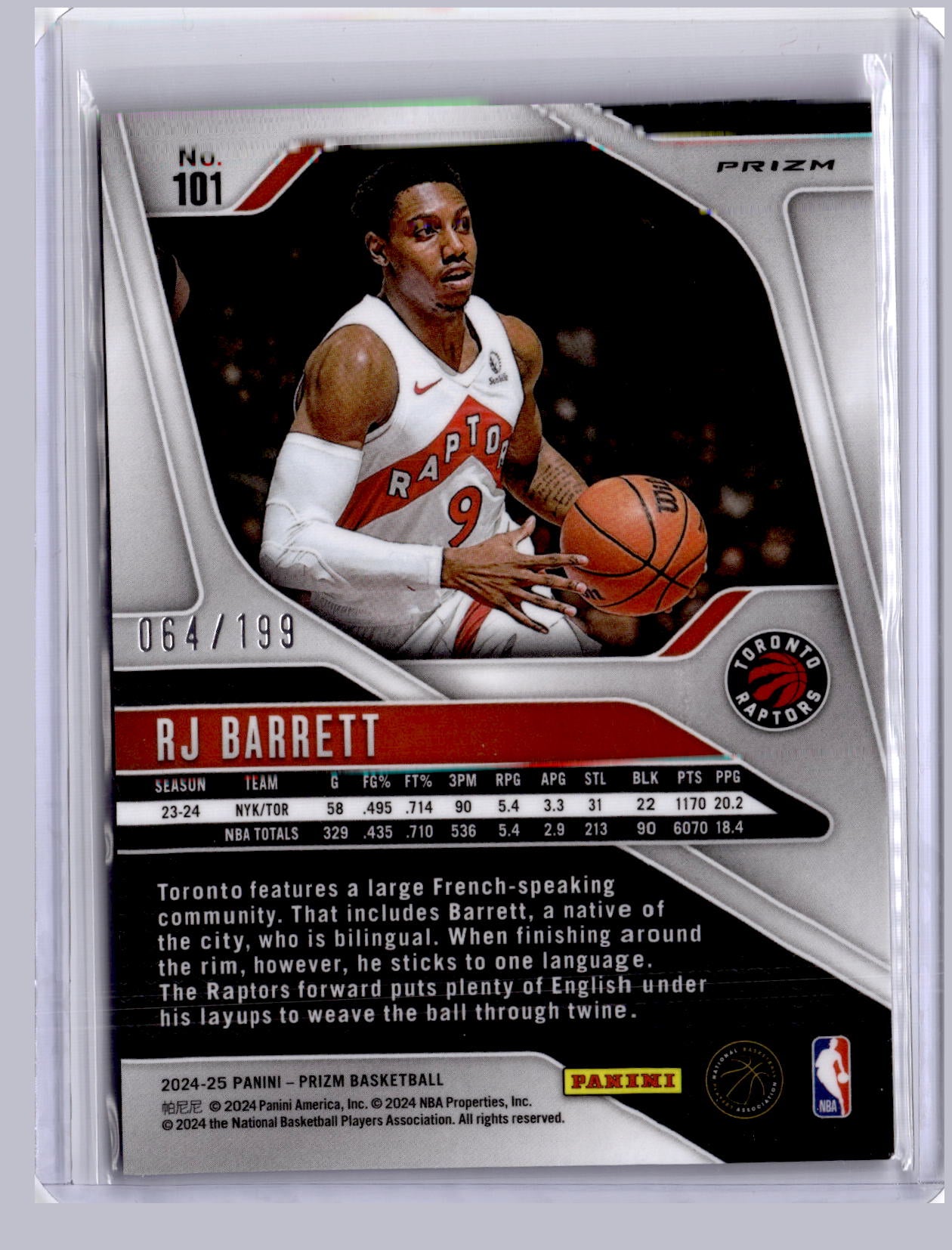 RJ Barrett 2024-25 Panini Prizm Blue 64/199
