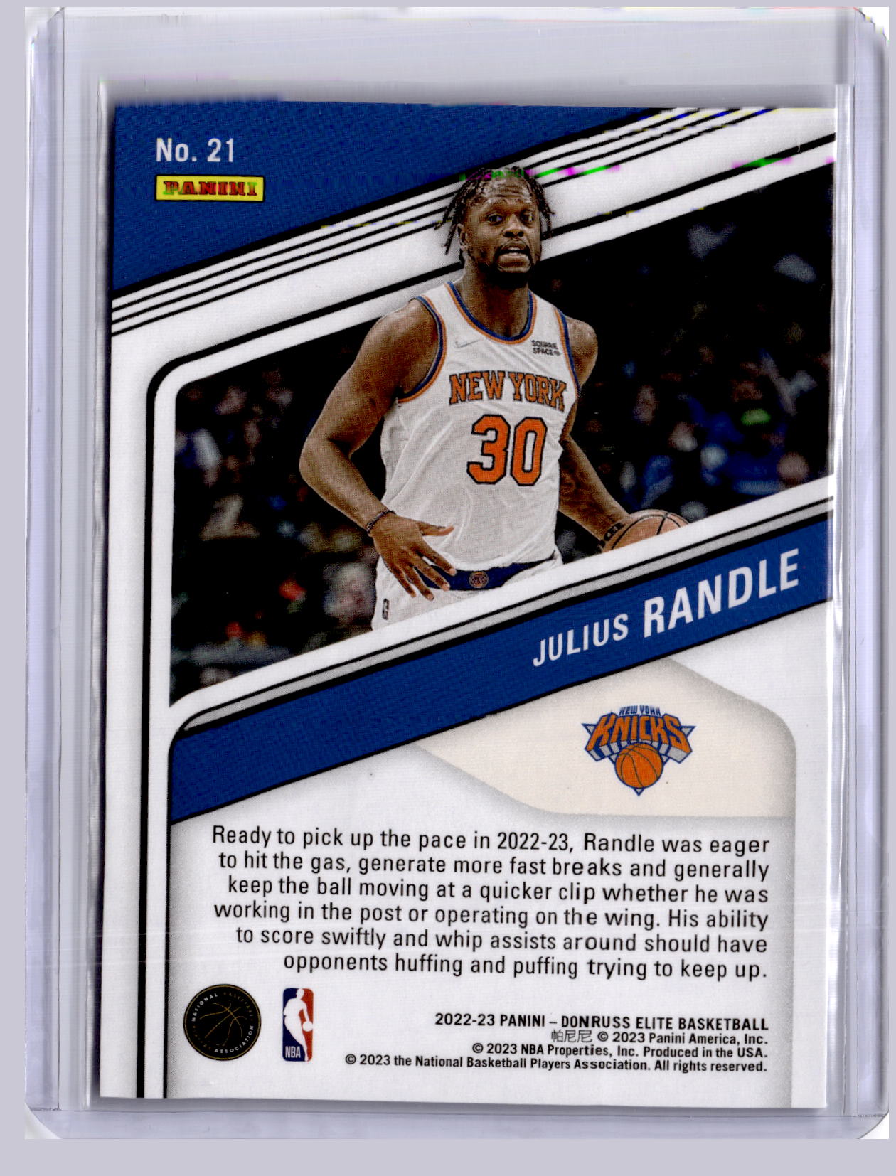 Julius Randle 2022-23 Panini Donruss Elite Blue 90/99
