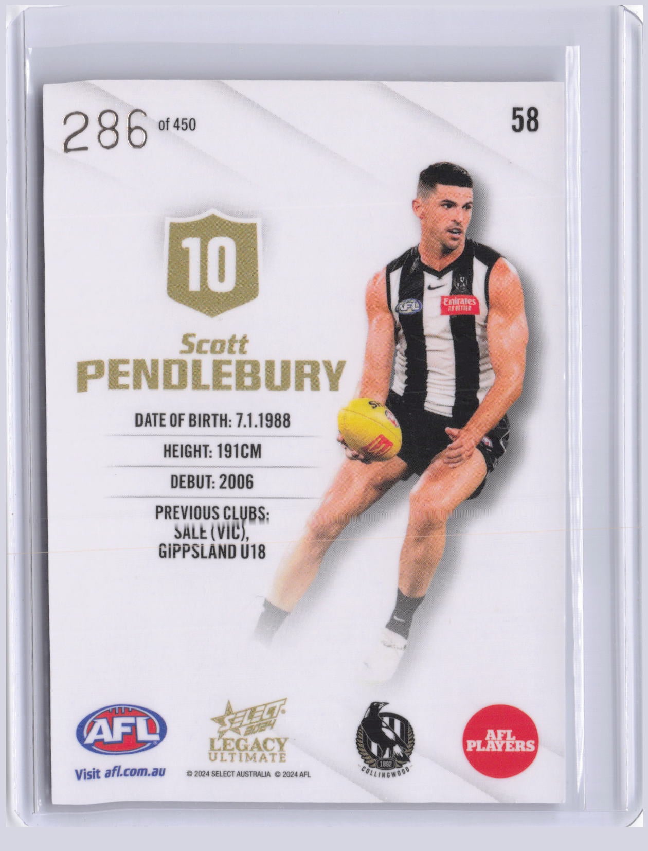 Scott Pendlebury 2024 Select Legacy Ultimate 286/450