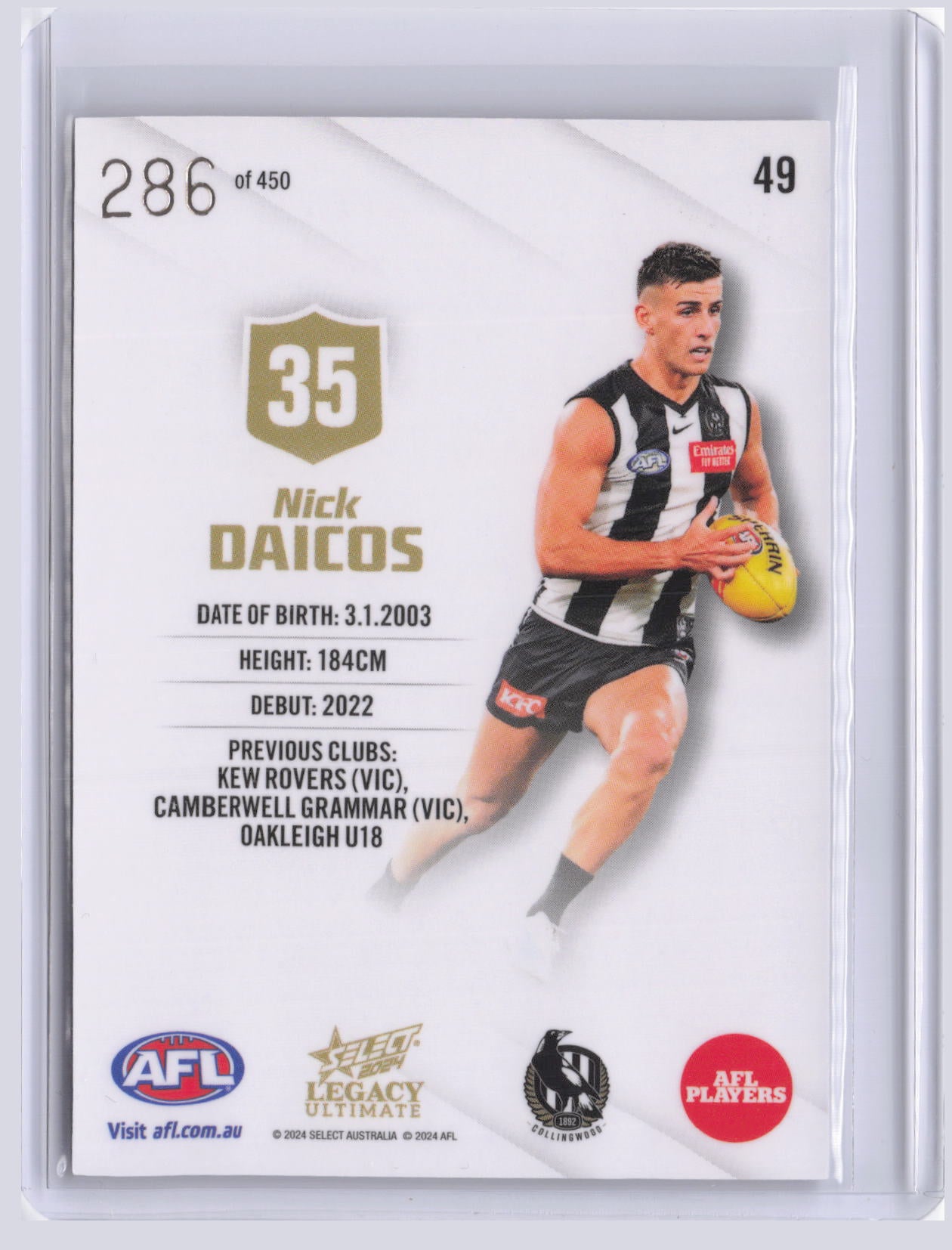Nick Daicos 2024 Select Legacy Ultimate 286/450