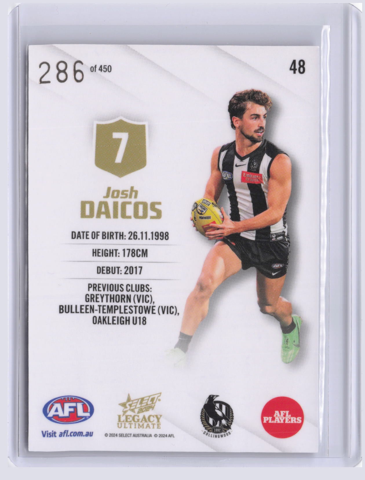 Josh Daicos 2024 Select Legacy Ultimate 286/450