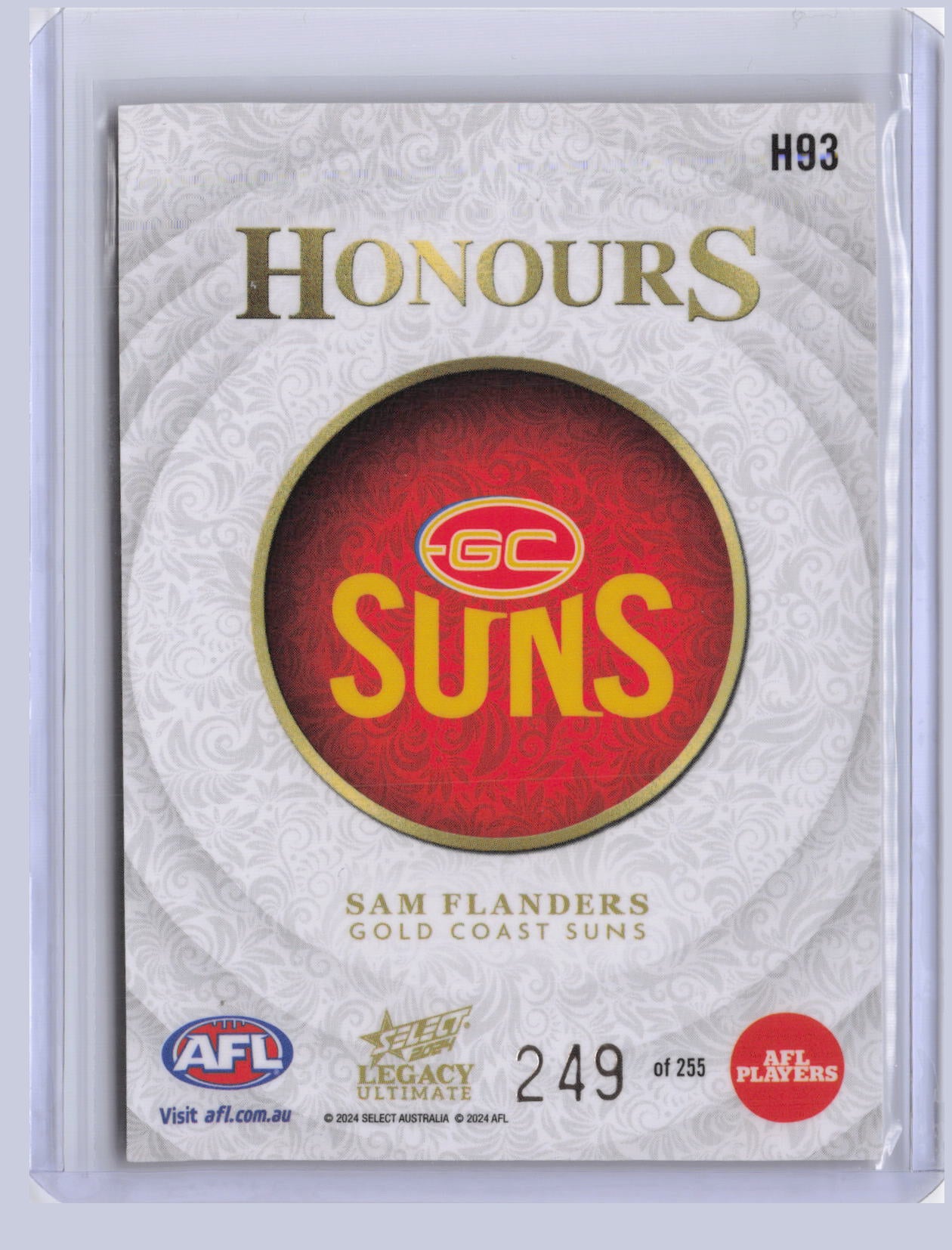 Sam Flanders 2024 Select Legacy Ultimate Honours 249/255
