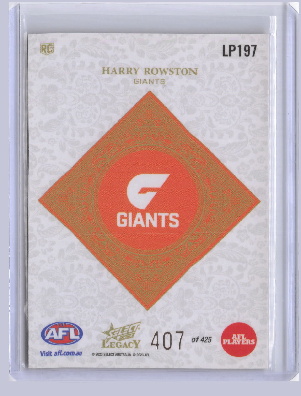 Harry Rowston 2023 Select Legacy Plus RC 407/425