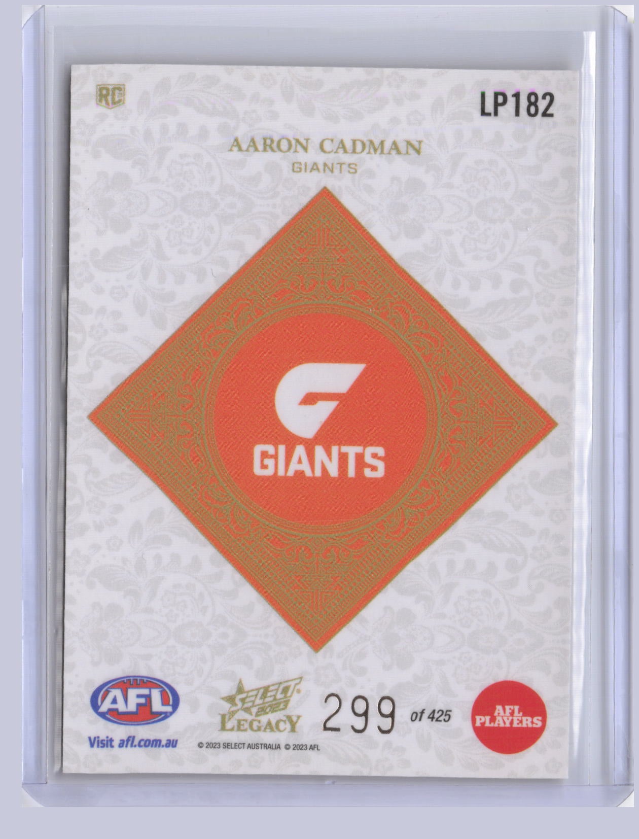 Aaron Cadman 2023 Select Legacy Plus RC 299/425