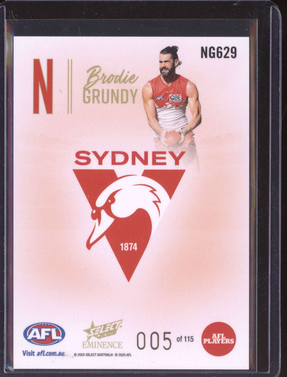 Brodie Grundy 2025 Select Eminence Nameplate Gold Low 005/115