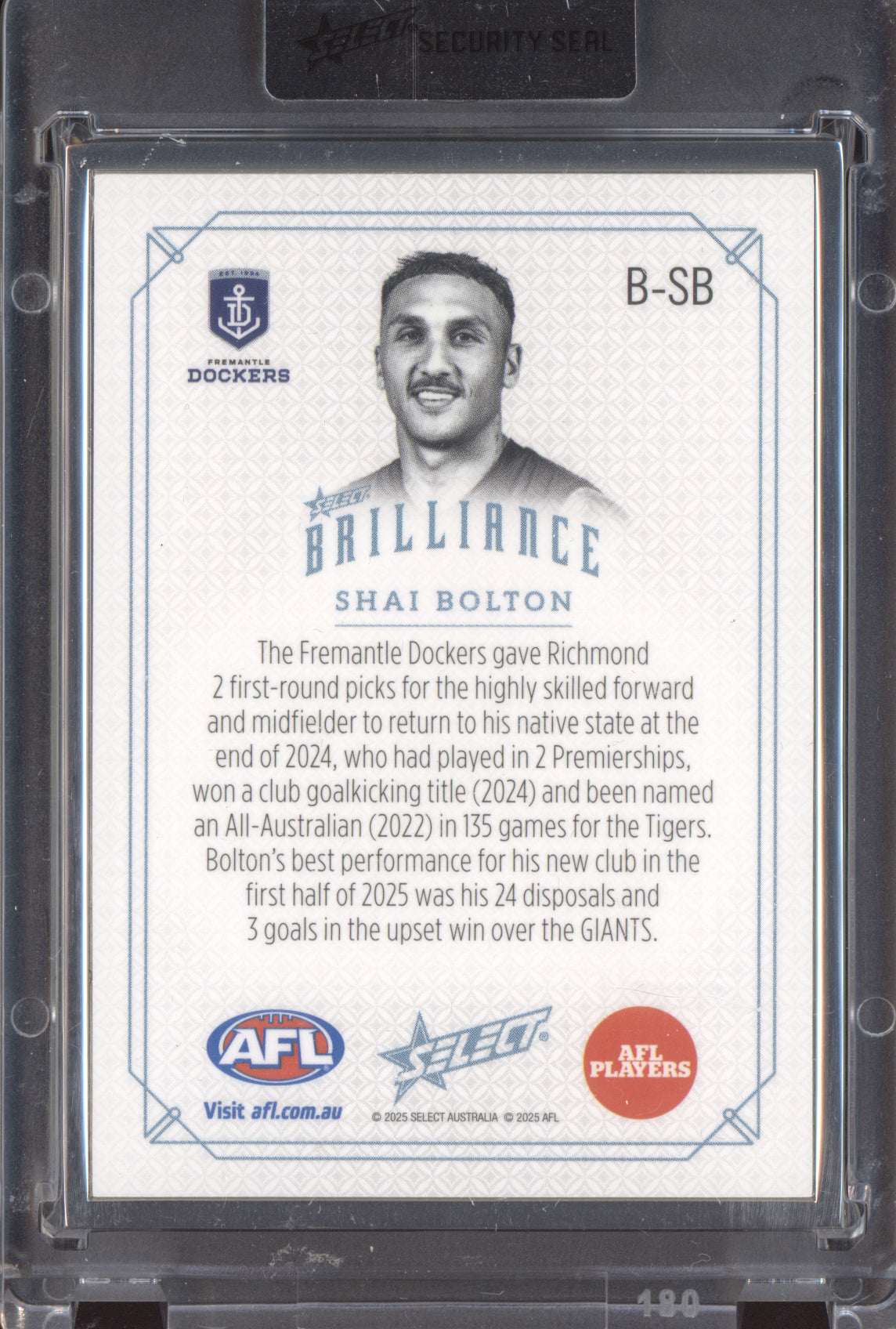 Shai Bolton 2025 Select Brilliance Signatures Silver 30/50