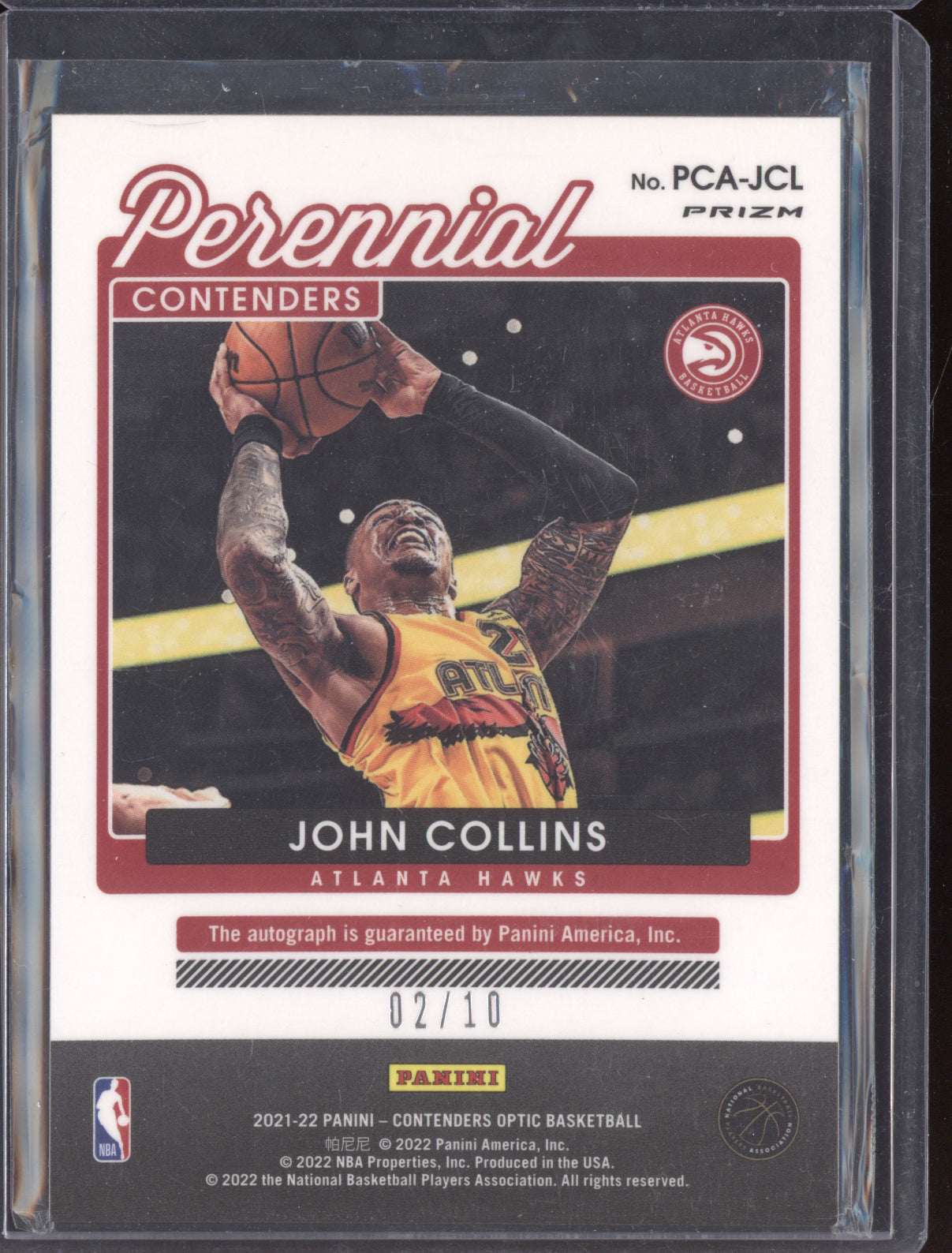 John Collins 2021-22 Panini Contenders Optic Perennial Contenders Auto Gold 2/10