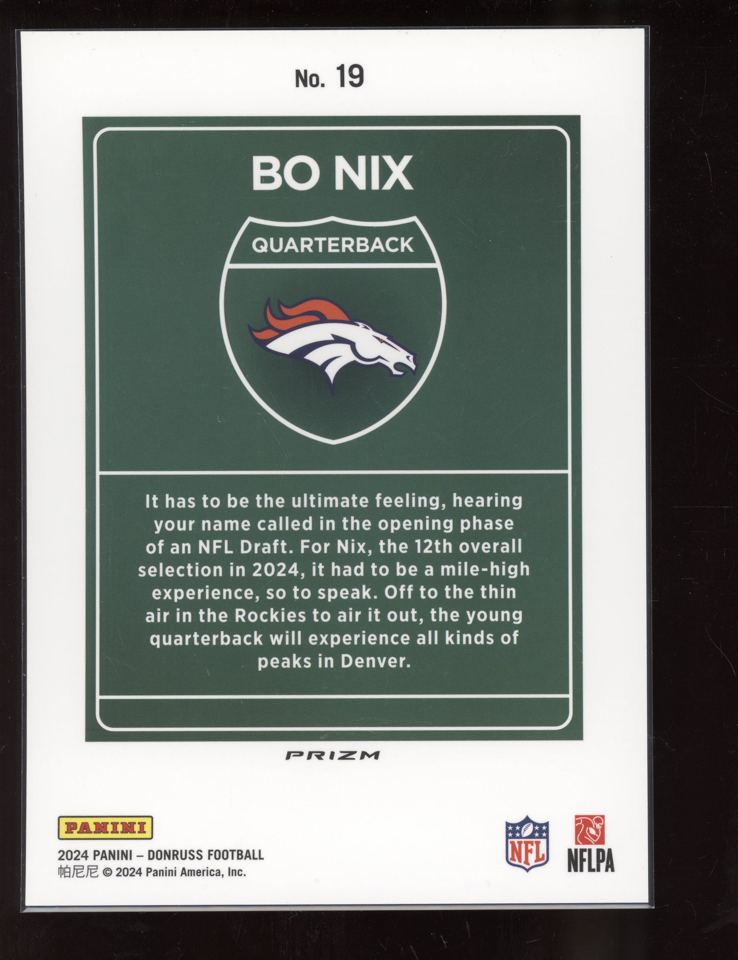 Bo Nix 2024 Panini Donruss Oversized Jumbo Downtown RC