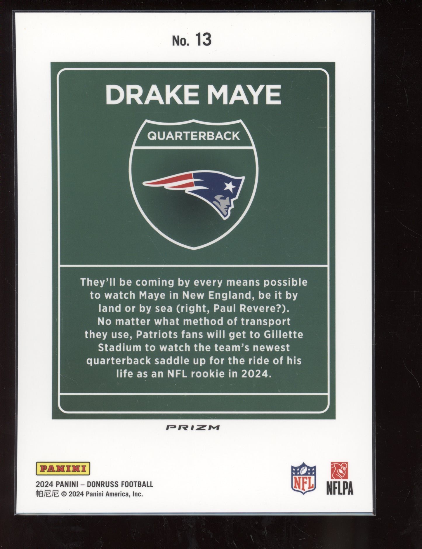 Drake Maye 2024 Panini Donruss Oversized Jumbo Downtown RC