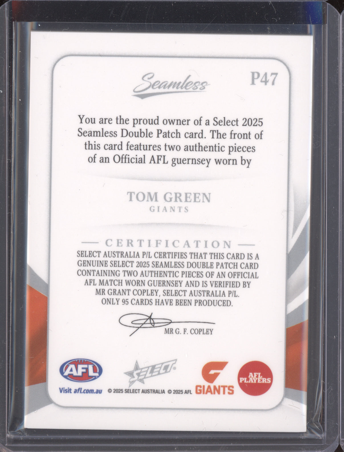 Tom Green 2025 Select Seamless Solo Double Patch 78/95
