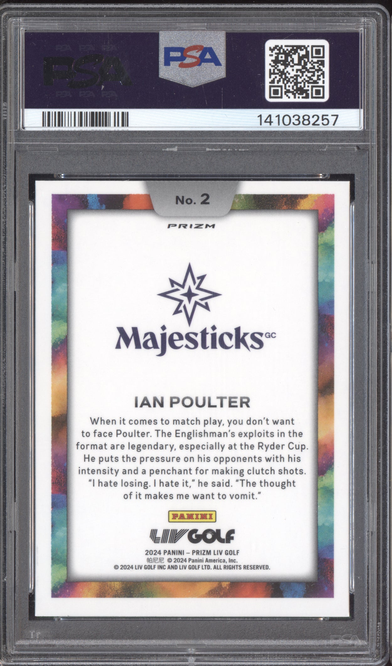 Ian Poulter 2024 Panini LIV Golf Prizm Color Blast PSA 10