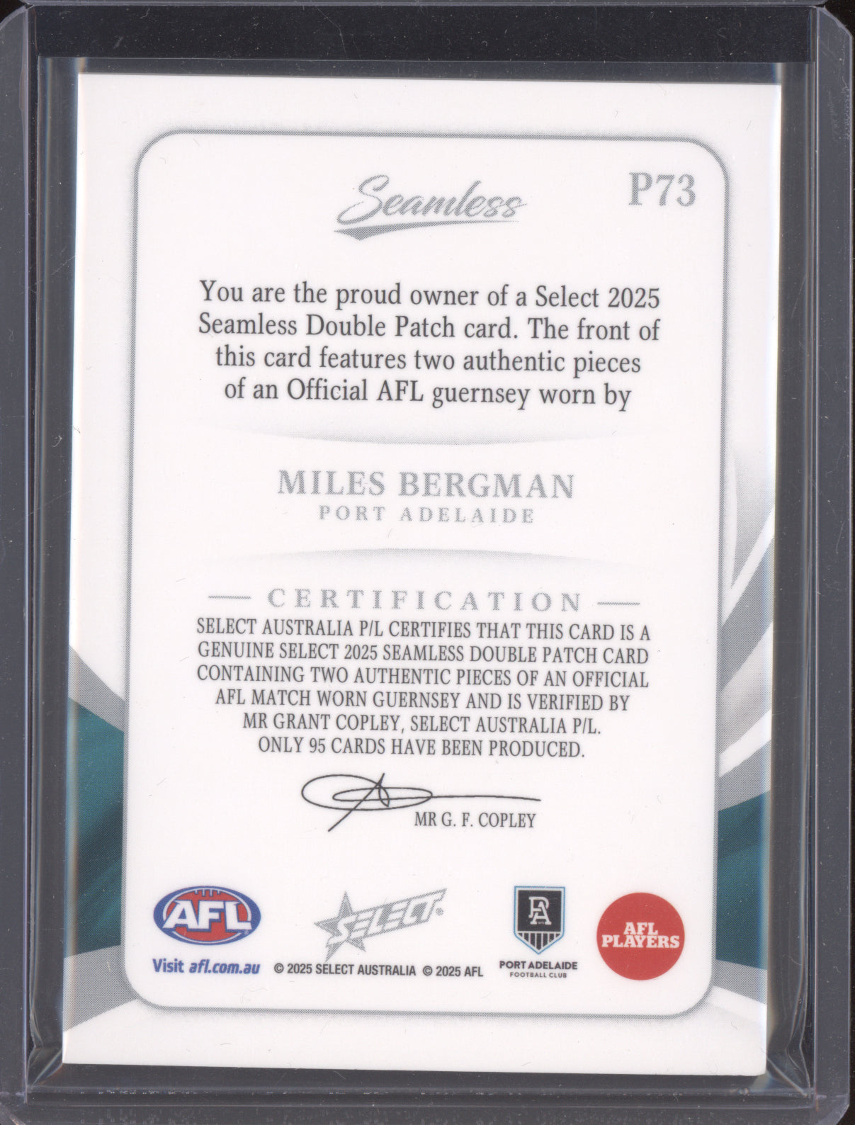 Miles Bergman 2025 Select Seamless Solo Double Patch 60/95