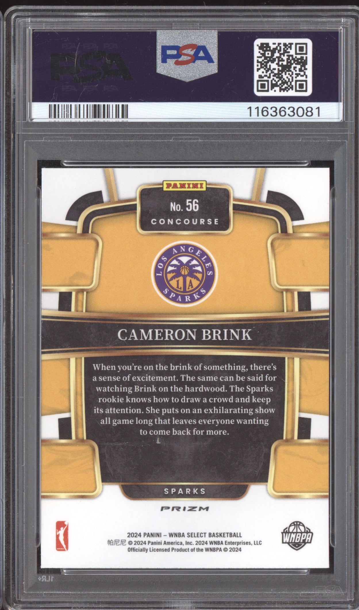 Cameron Brink 2024 Panini Select WNBA Silver RC PSA 10