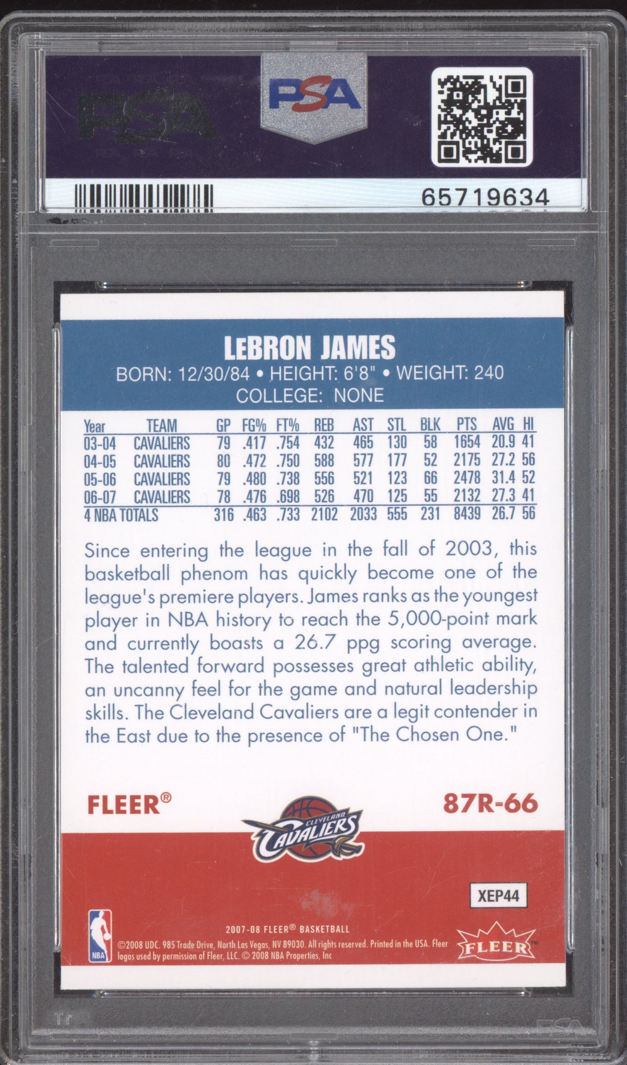 Lebron James 2007 Fleer 1987 Retro PSA 10