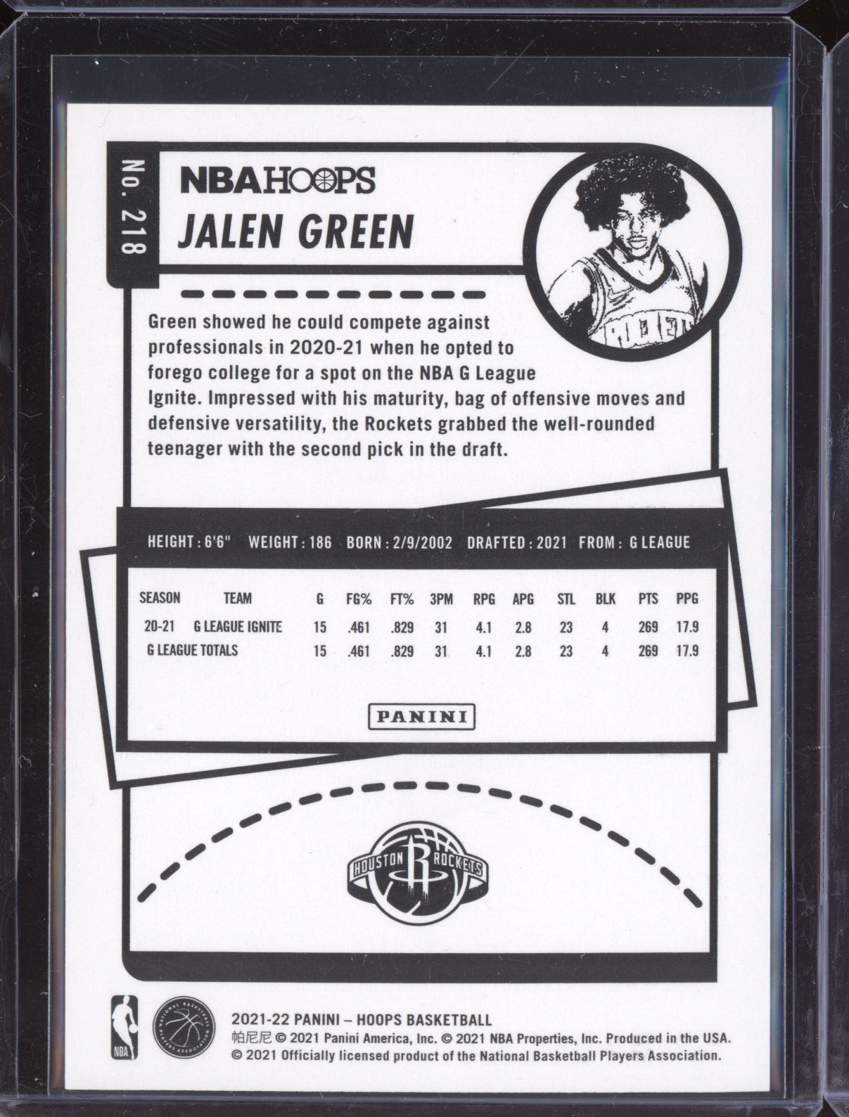 Jalen Green 2021-22 Panini Hoops Silver RC 193/199