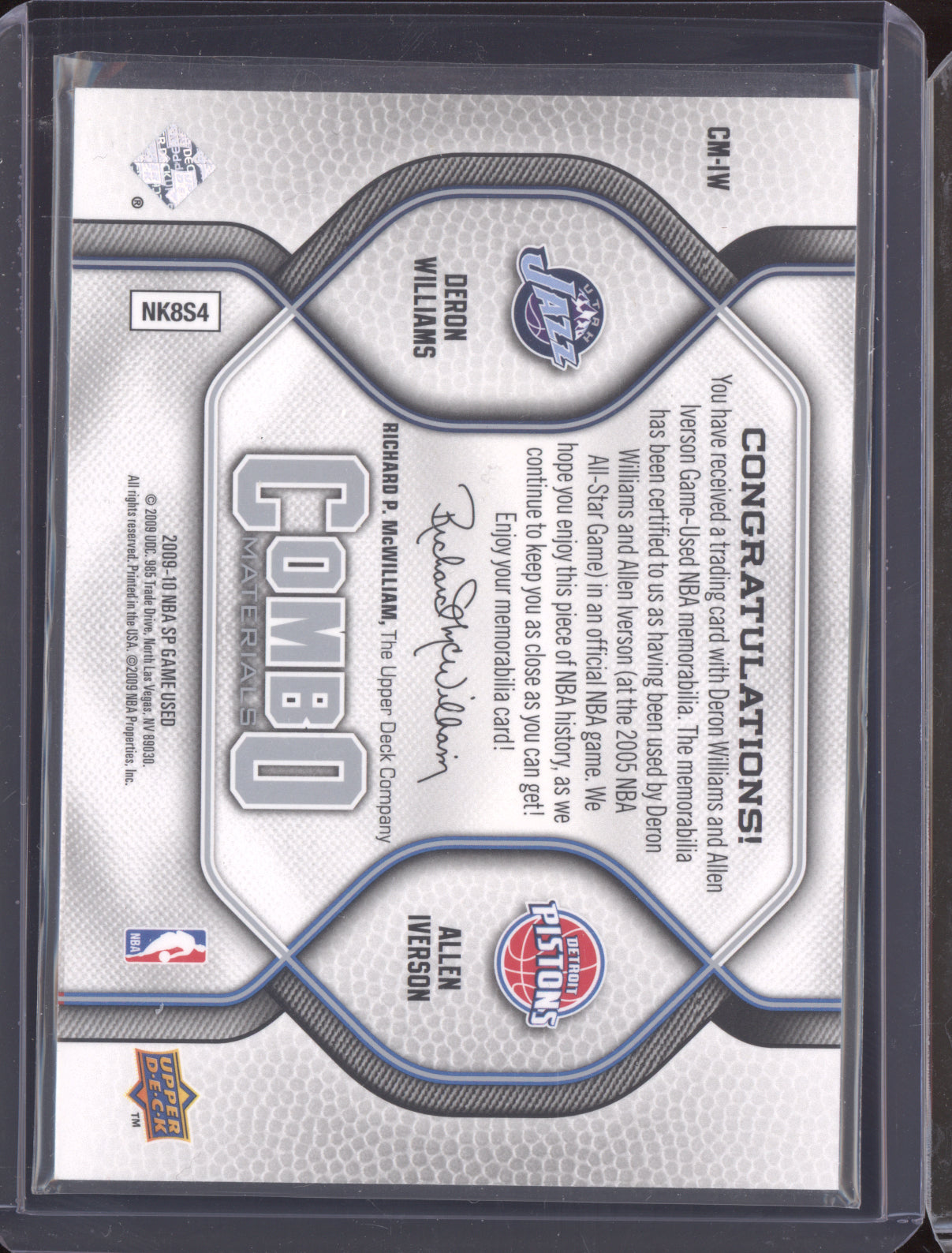 Baron Davis / Deron Williams 2009 Upper Deck SP Game Used Combo Materials 016/499