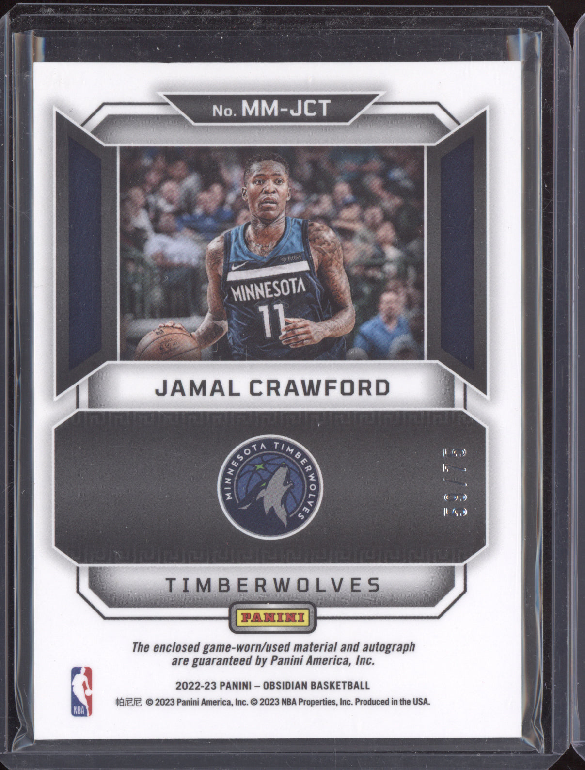 Jamal Crawford 2022 Panini Obsidian Matrix Materials Auto Purple 59/75