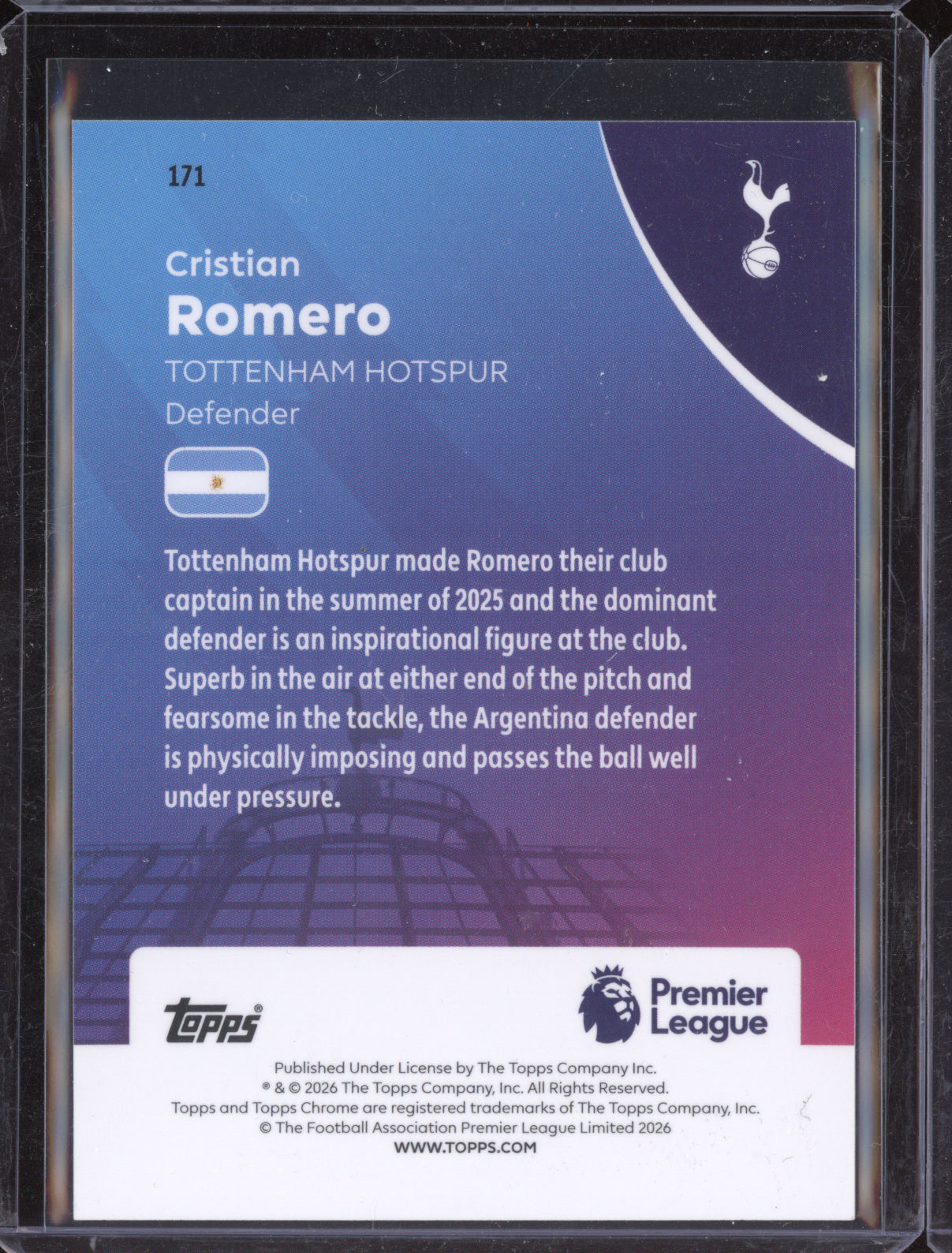 Cristian Romero 2025-26 Topps Chrome Premier League Green Wave 99/99