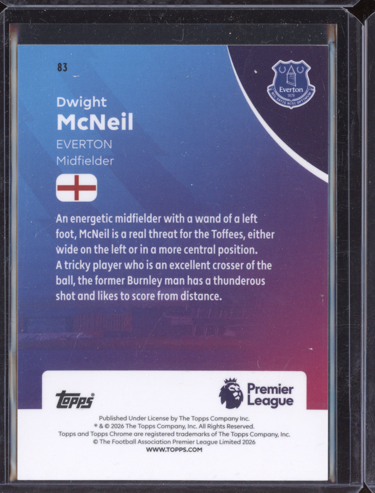 Dwight McNeil 2025-26 Topps Chrome Premier League Aqua Wave 73/199
