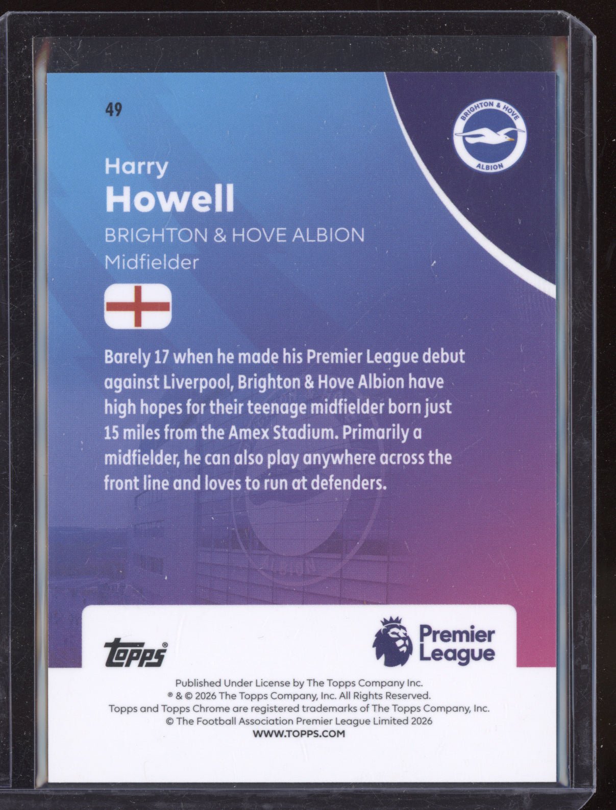 Harry Howell 2025-26 Topps Chrome Premier League Yellow RC 203/275