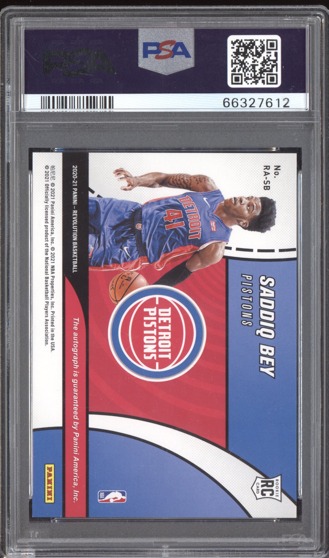 Saddiq Bey 2020-21 Panini Revolution Rookie Auto RC PSA 10