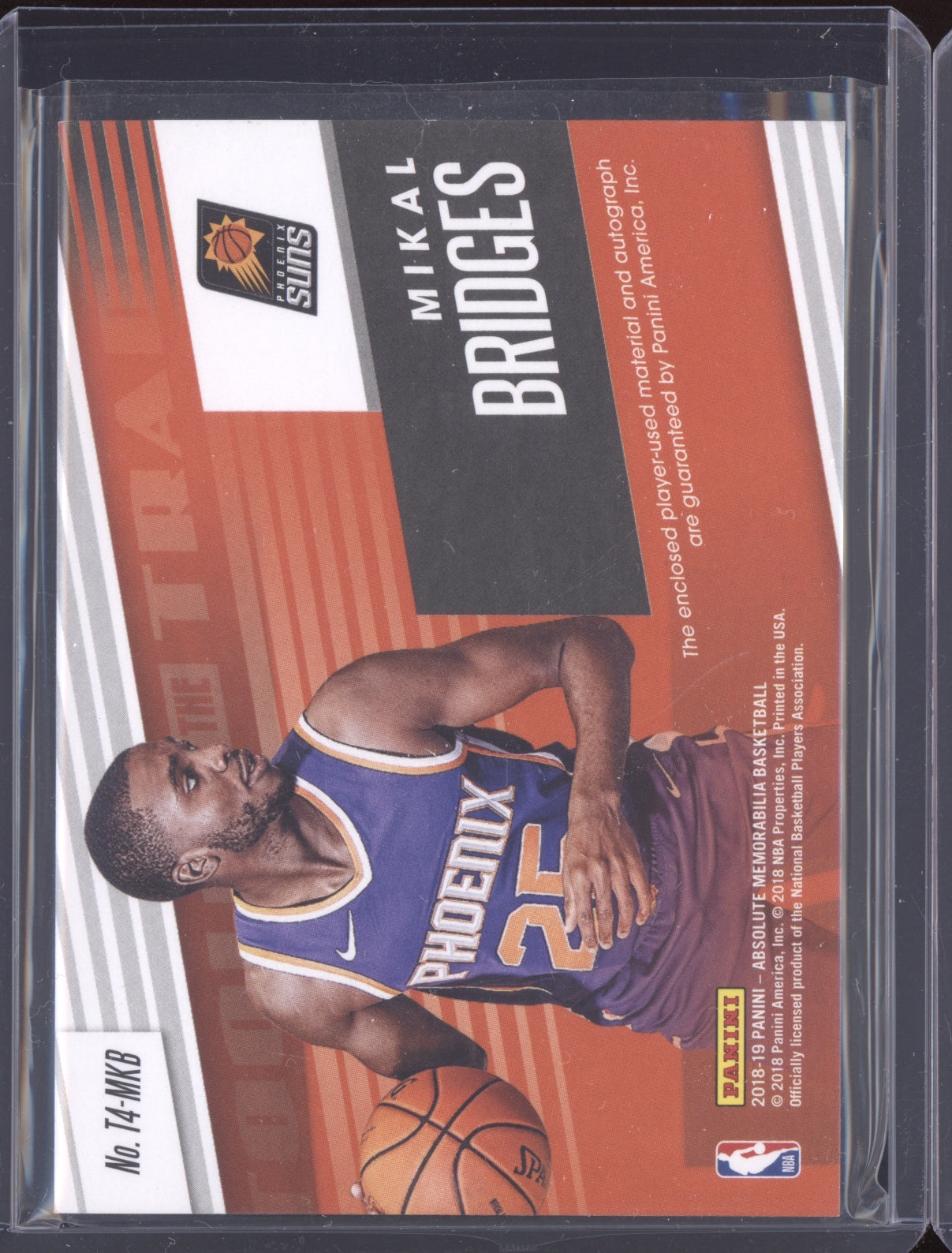 Mikal Bridges 2018 Panini Absolute Level One Patch Auto RC 67/99