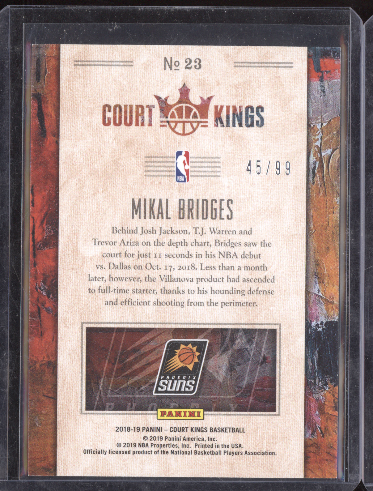 Mikal Bridges 2018 Panini Court Kings Rookie Portraits Ruby RC 45/99