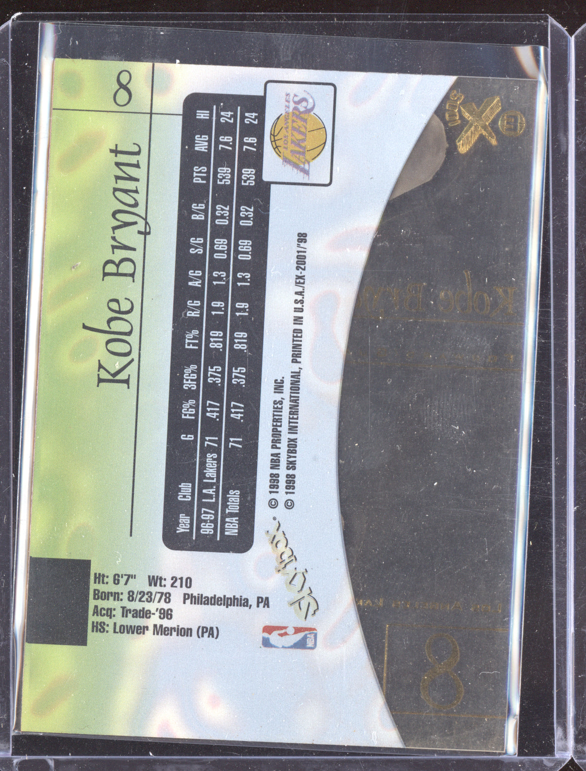 Kobe Bryant 1997-98 Skybox E-X 2001