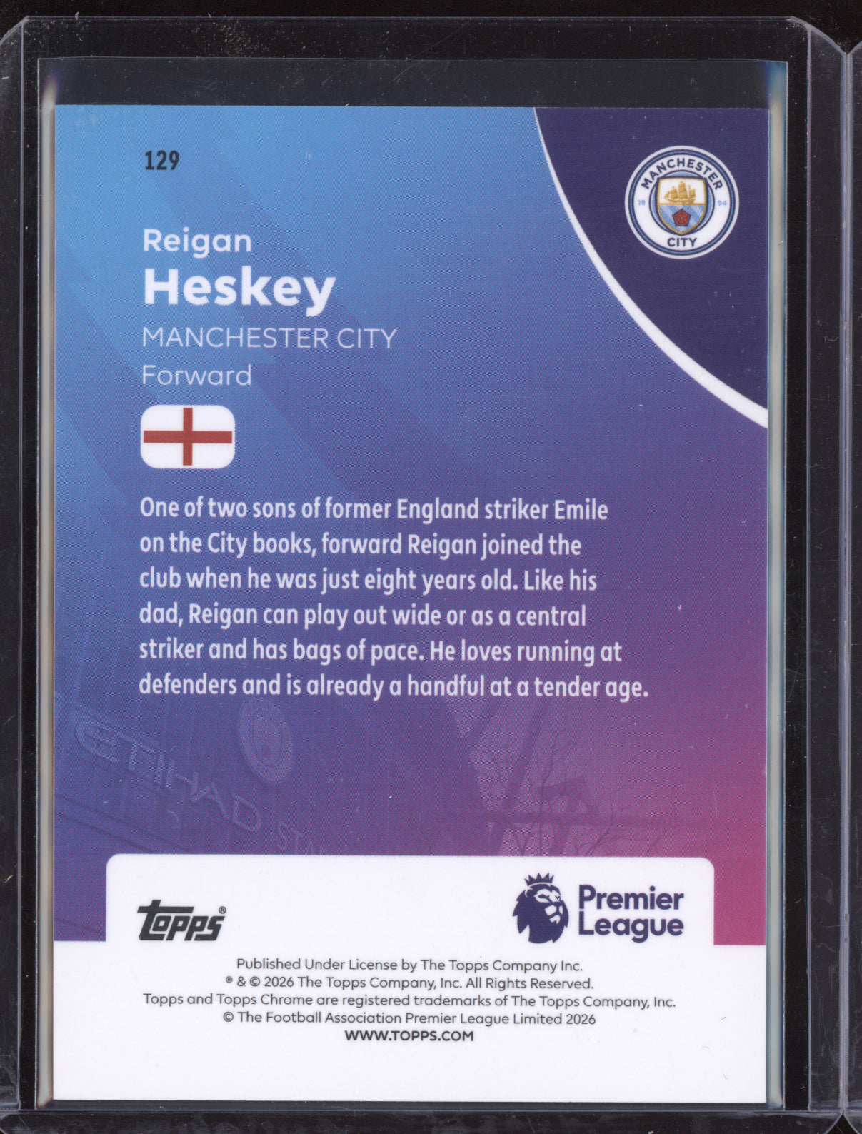 Reigan Heskey 2025-26 Topps Chrome Premier League Orange RC 22/25