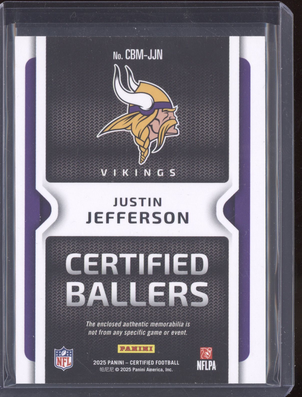 Justin Jefferson 2025 Panini Certified Certified Ballers Patch Teal 50/75