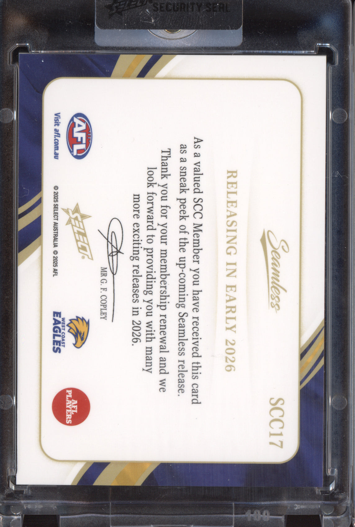 Harley Reid 2025 Select Seamless Promotional Patch Jersey Number 9/70